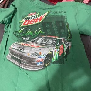 A green Mountain Dew tee shirt